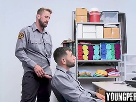 Gay lost prevention officers are bored on a night shift