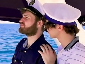 The Captain and his skipper fuck a young client on the boat
